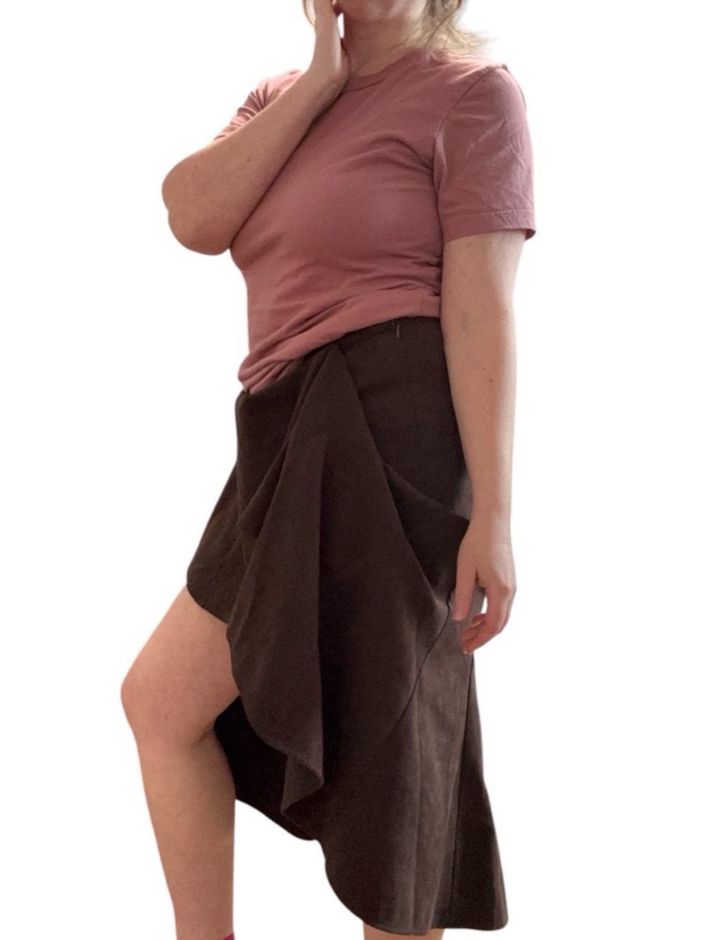 Faux suede western steampunk, whimsical high low skirt. Size 8 - Picture 2 of 10